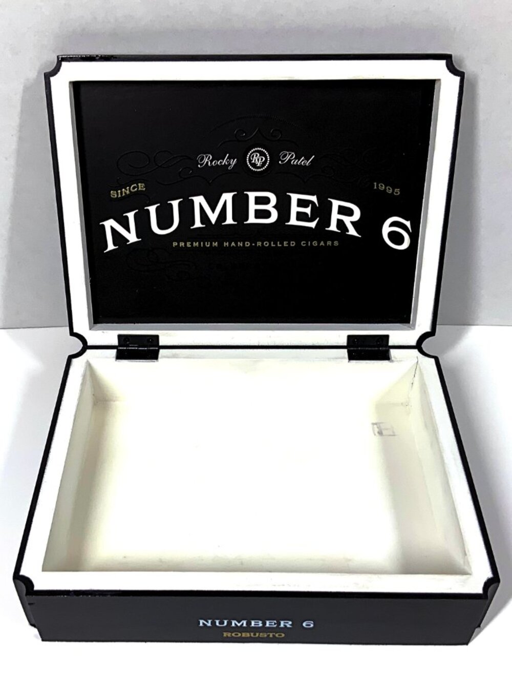 Rocky Patel Number 6 Robusto Wooden Cigar Box Black Storage Case Humidor